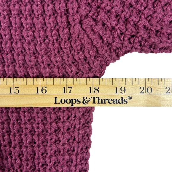 Y2K Cowl Neck Sweater M | Berry Burgundy Vintage Chunky Waffle Knit Soft Grunge - Picture 9 of 11
